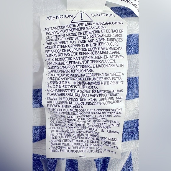 NWT. Size Large Short Sleeved Light Weight Blue and White Striped Summer Dress - Picture 4 of 6